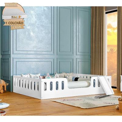 Cama Infantil Helo Casal com Escorregador e Colchão MDF Branco Divaloto Móveis