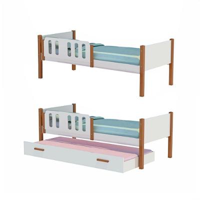 Kit 2 Camas Solteiro Onix com Cama Auxiliar MDF Branco e Mel Divaloto Móveis