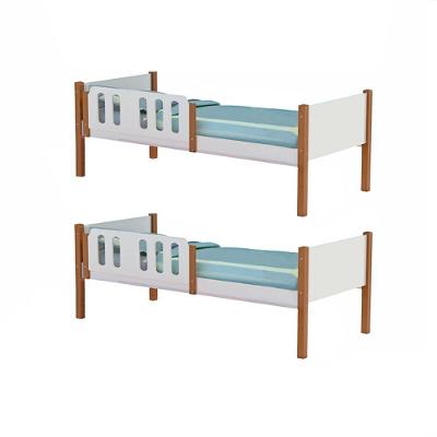 Kit 2 Camas Solteiro Onix MDF Branco com Mel Divaloto Móveis