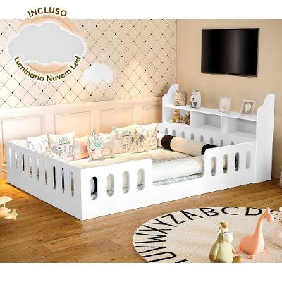 Cama Infantil Casal Helo com Nicho e Luminária LED Grade Branco Hêlo Móveis