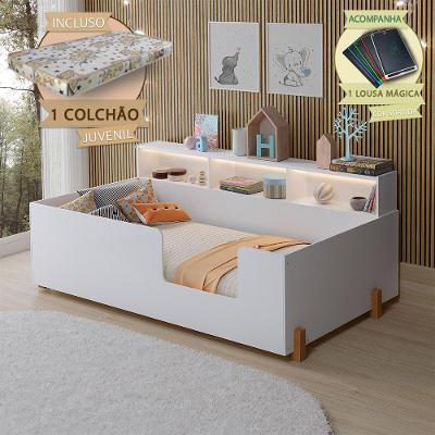 Cama Infantil Doçura com Lousa Mágica e Colchão em MDF Branco