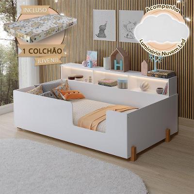 Cama Montessoriana Doçura com Luminária e Colchão Infantil MDF Branco