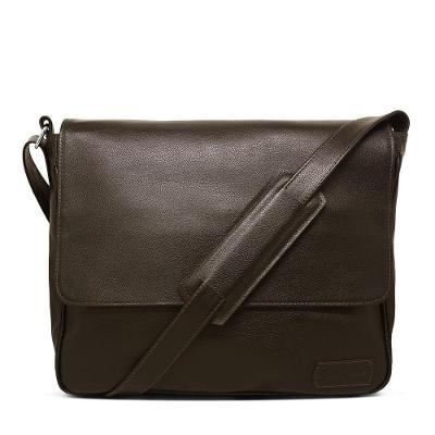 Bolsa Carteiro Eberle Renné Couro Café 30cm X 36cm Masculina