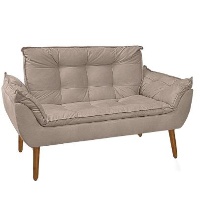 Namoradeira Opala 2 Lugares Suede Pés Palito Capuccino Sonho das Poltronas