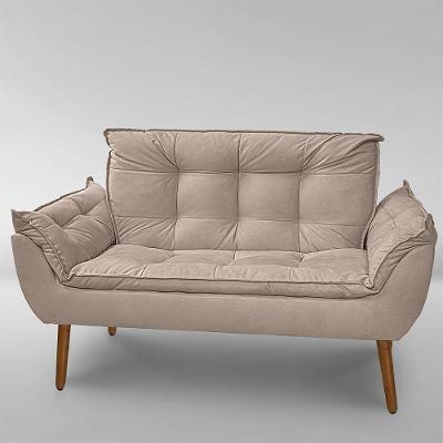 Namoradeira Opala 2 Lugares Suede Pés Palito Capuccino Sonho das Poltronas