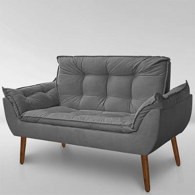 Namoradeira Opala 2 Lugares Suede Pés Palito Cinza Escuro Sonho das Poltronas