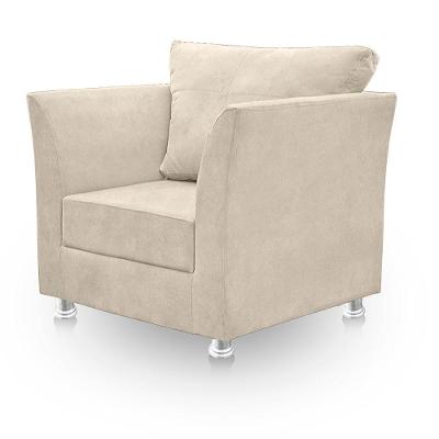 Kit 2 Poltronas Lisboa Suede Decorativas Confortável Bege Tucanos Estofados