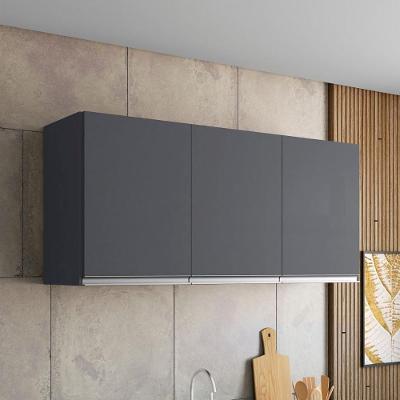 Armário Aéreo California 120CM 3 Portas MDP Porta Bater Cinza Fosco Casah