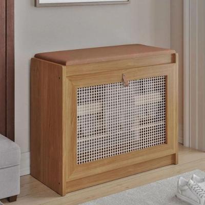 Banco Sapateira Sandu 1 Porta 26CM Madeira Marrom Casah