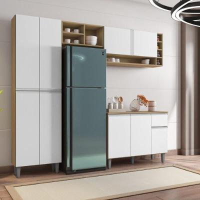 Cozinha Compacta Atlanta 9 Portas 1 Gaveta MDP 230CM Amêndoa Casah