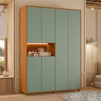 Guarda Roupa 6 Portas de Bater Nicho Central 2 Gavetas MDP Cinamomo Casah