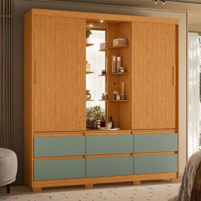 Guarda Roupa Casal 6 Portas de Bater com Nichos 6 Gavetas MDP Cinamomo Casah