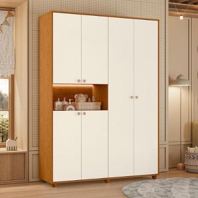 Guarda Roupa 6 Portas de Bater 2 Gavetas MDP Cinamomo Mel Off White Casah