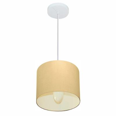 Lustre Pendente Cilíndrico MD-4046 Cúpula Tecido Algodão Cru Bivolt Creme