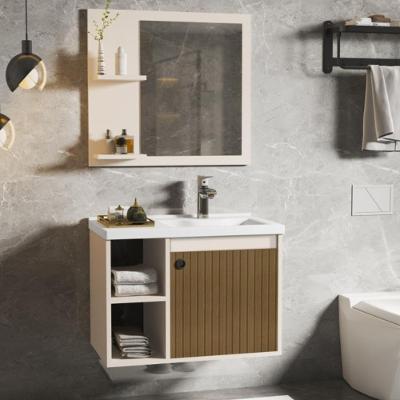 Gabinete com Cuba e Espelheira Juárez 1 Porta MDP 60CM Pérola Ripado Casah