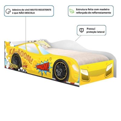 Cama Infantil Glow Faísca Estilo Carrinho MDF Amarelo Casah