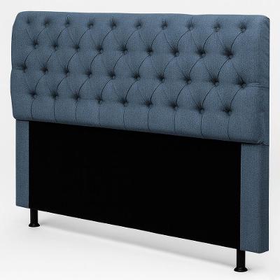 Cabeceira King Sarah 195cm no Box Madeira Maciça Linho Azul Desk Design