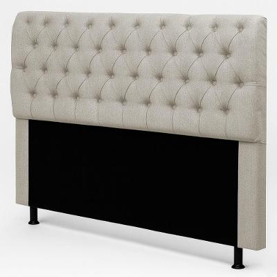 Cabeceira King Sarah 195cm no Box Madeira Maciça Linho Bege Desk Design