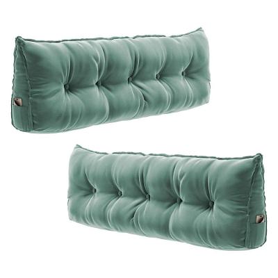 Kit 2 Almofadas Encosto Spot 195cm Porta Celular Veludo Verde Claro Desk Design