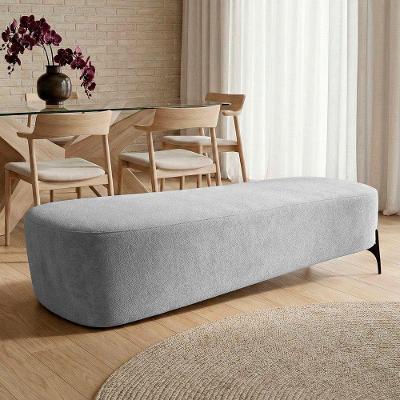 Puff Recamier Orgânico Lavie Premium Veludo Bouclê Prata Desk Design