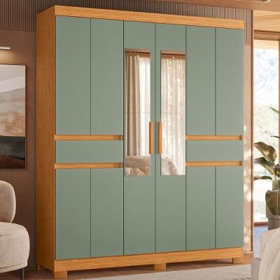 Guarda Roupa Solteiro 10 Portas 2 Gavetas MDP Cinamomo Casah