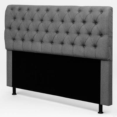 Cabeceira King Sarah 195cm no Box Madeira Maciça Linho Cinza Desk Design