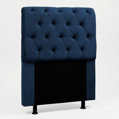 Cabeceira Solteiro Sarah no Box Madeira Maciça Suede Azul Marinho Desk Design