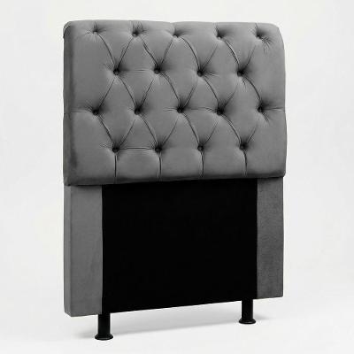 Cabeceira Solteiro Sarah no Box Madeira Maciça Suede Cinza Desk Design