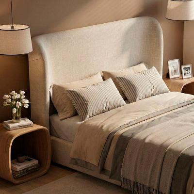 Cabeceira King Liah Cama Box Estofada Linho Bege Desk Design