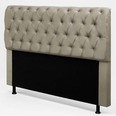 Cabeceira Queen Sarah 160cm no Box Madeira Maciça Suede Bege Desk Design