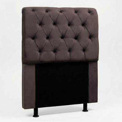 Cabeceira Solteiro Sarah 90cm Frame Madeira Maciça Suede Marrom Desk Design