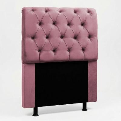 Cabeceira Solteiro Sarah no Box Madeira Maciça Suede Rosa Desk Design