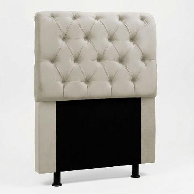 Cabeceira Solteiro Sarah no Box Madeira Maciça Suede Bege Desk Design