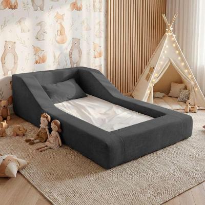 Cama Montessoriana Infantil Noah Espuma com Colchão Bouclê Cinza Desk Design