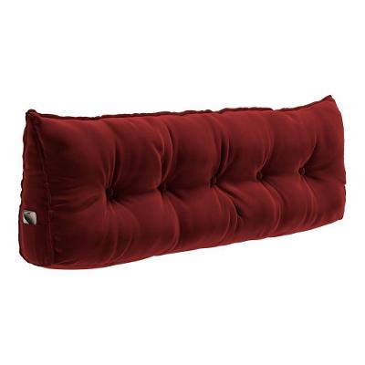 Almofada Cabeceira Spot 195cm Apoio Lombar Porta Celular Veludo Vermelho Desk Design