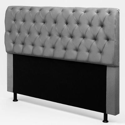 Cabeceira Casal Sarah 140cm no Box Estofada Suede Cinza Desk Design