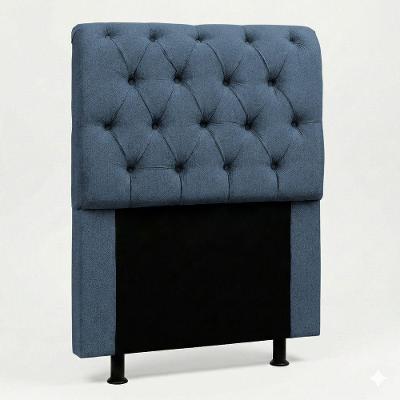 Cabeceira Cama Box Solteiro Sarah 90CM no Box Madeira Maciça Linho Azul