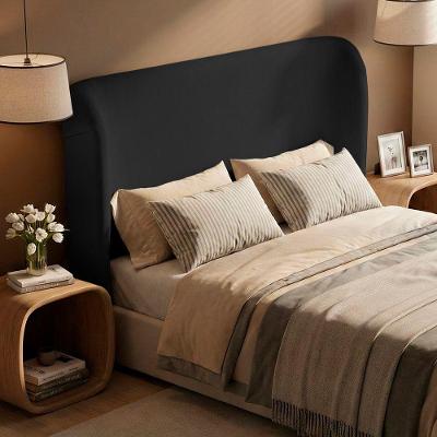 Cabeceira Casal Liah 140cm no Box Estofada Suede Preto Desk Design