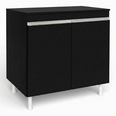 Balcão Gabinete Cozinha Lux 2 Portas 1 Prateleira MDF 79cm Preto Desk Design