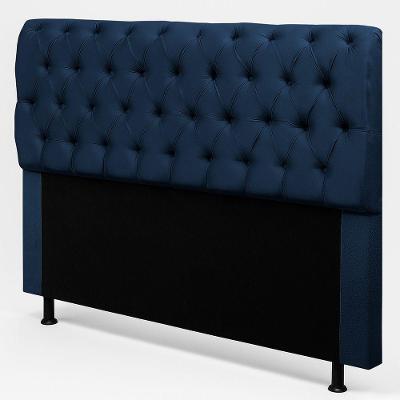 Cabeceira Casal Sarah 140cm no Box Suede Azul Marinho Desk Design