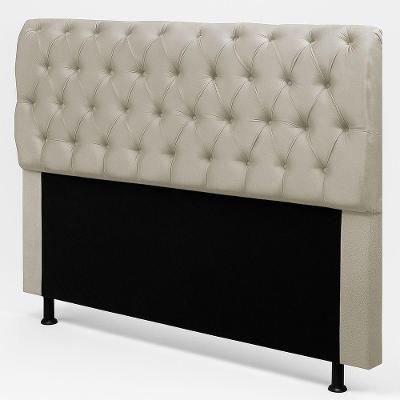 Cabeceira Casal Sarah 140cm no Box Suede Bege Claro Desk Design