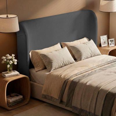 Cabeceira King Liah 195cm no Box Estofada Bouclê Cinza Escuro Desk Design