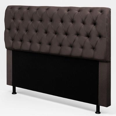 Cabeceira Casal Sarah 140cm Frame Madeira Maciça Suede Marrom Desk Design