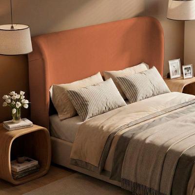Cabeceira Liah Casal no Box MDF Estofada em Suede Terracota Desk Design