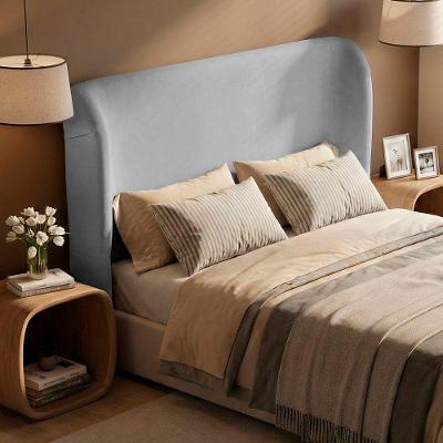 Cabeceira Queen Liah 160cm no Box Estofada Bouclê Prata Desk Design