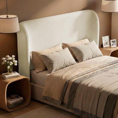 Cabeceira Queen Liah 160cm no Box MDF Suede Bouclê Bege Desk Design