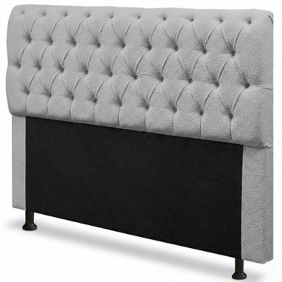 Cabeceira King Sarah 195cm no Box Madeira Maciça Suede Cinza Desk Design