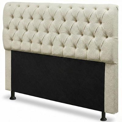 Cabeceira Queen Sarah 160cm no Box Madeira Maciça Suede Bege Desk Design