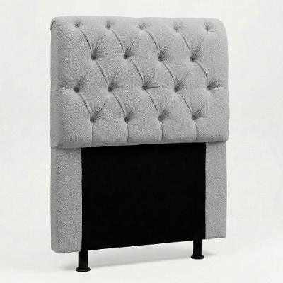 Cabeceira Solteiro Sarah 90cm no Box Estofada Bouclê Cinza Claro Desk Design