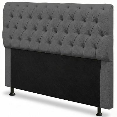 Cabeceira Queen Sarah 160cm no Box Suede Cinza Escuro Desk Design